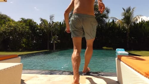 Man Jumping Into Swimming Pool, Super 120