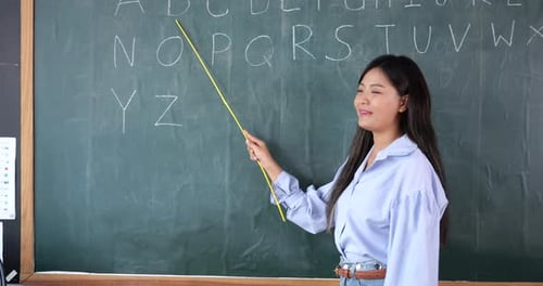 Student studying in the classroom, learning and listening teacher, studying at school