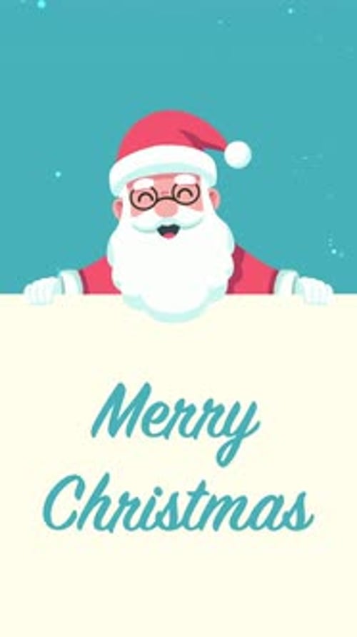 animated santa claus with merry christmas text.4k vertical video
