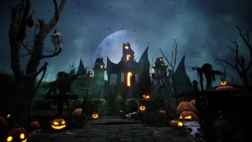 Spooky Halloween Animation of Haunted House
