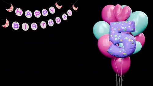 Happy Birthday Balloon Concept And 5 Year