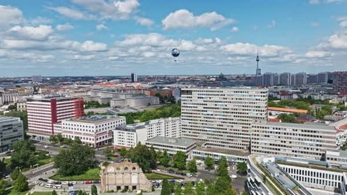 Aerial view of the Mitte district in Berlin, Germany.