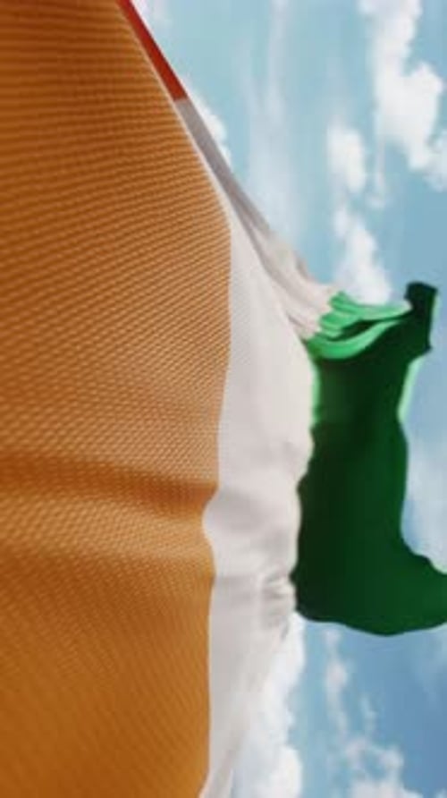 Wavy Flag of Ivory Coast Blowing in the Wind in Slow Motion Waving Colorful Ivorian Flag Team Symbol