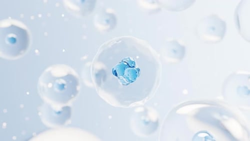 Floating Microscopic Blue Cells Abstract Science Background Animation