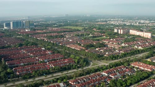 Putra Heights residential houses aerial view, Selangor, Malaysia
