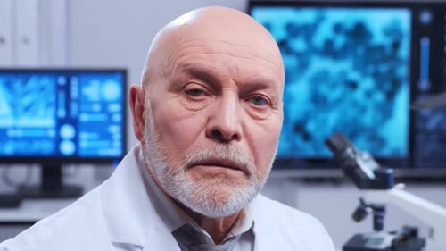 Mature Scientist In Lab Looking at Camera