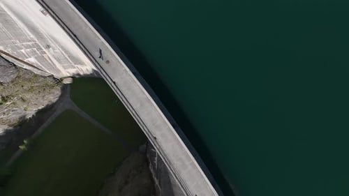 Aerial view of Luzzone Dam, Switzerland.