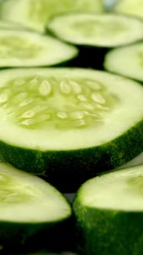 Cucumber Slices, Close Up, Fresh Food, Ingredient