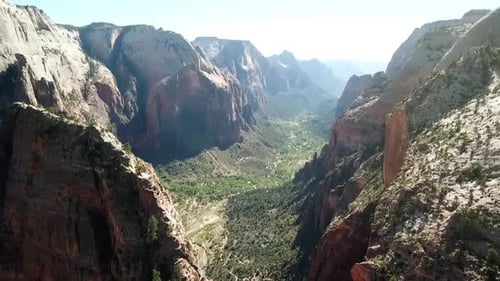 Aerial Shot Of Beautiful Mountain Formation At Angels Landing, Zion National Park