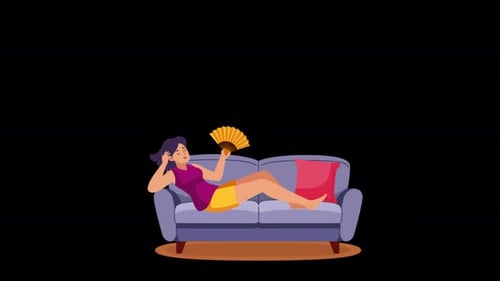 Woman Sweats And Complains About Hot Weather Alpha Channel 4K