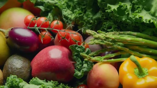 Abundance of Colorful Fresh Fruits and Vegetables