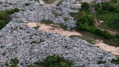 Aerial View of Massive Garbage Dump, Environmental Waste