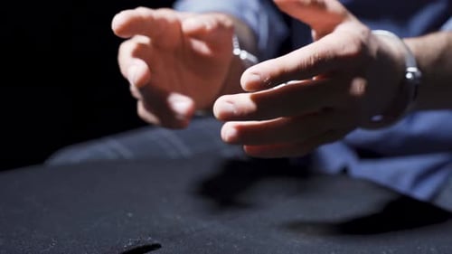 Close-Up of Hands in Handcuffs