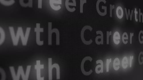Animated Career Growth Text on Digital Screen