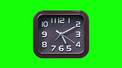 Clock Face of Analog Watch Show Time on Green Screen