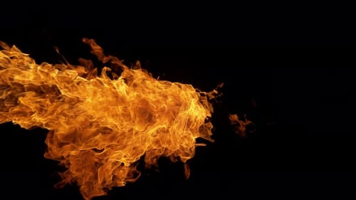 Horizontal flames dance in super slow motion on black captured with phantom flex 4k