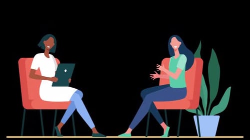 Two Women Is Talking Alpha Channel