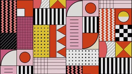 Retro Abstract Geometric Grid with Animated Colorful Patterns