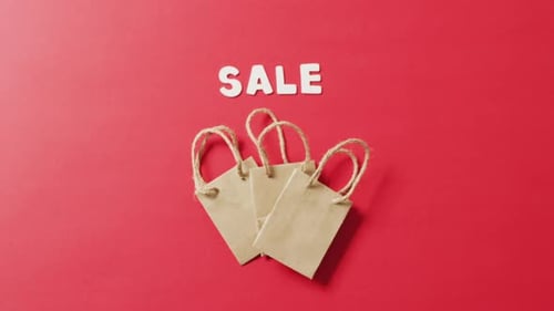 Shopping Bags Lined Up with 'SALE' Text