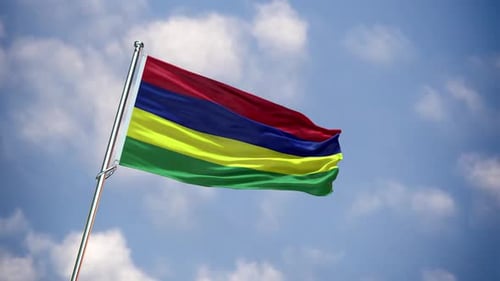 Realistic Waving Mauritius National Flag Animation