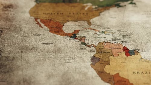 Vollständige Karte Amerikas auf antikem Papier