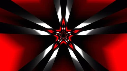Red And White Neon Kaleidoscopic Star Background Vj Loop In 4K