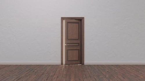 Wooden door in a bright room
