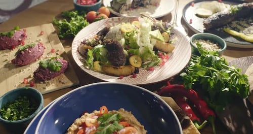 Eastern Cuisine Georgian Fresh Salad Georgian National Cuisine Food on the Table in the Restaurant