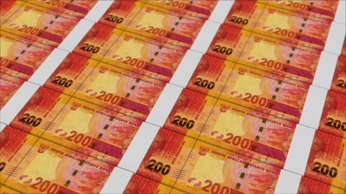 200 SOUTH AFRICAN RAND banknotes printed by a money press