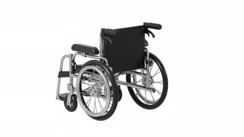 Cartoon wheelchair model isolated with alpha channel, 3d rendering.