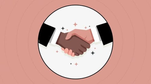 Animated Handshake Agreement Flat Design Corporate Concept