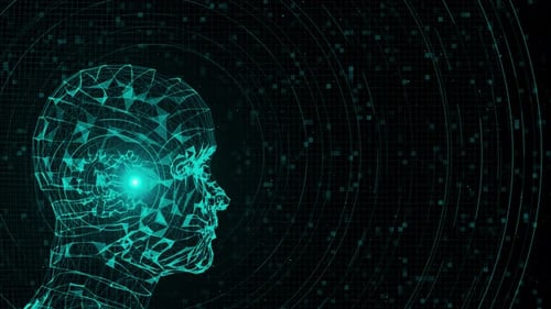 Futuristic Digital Brain AI Technology Abstract Network Animation Loop