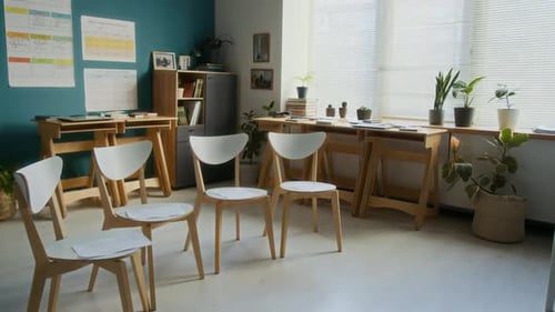 Bright Office or Classroom Setting with Desks