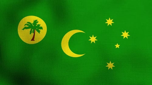 Waving Fabric Flag of Cocos Keeling Islands Animation