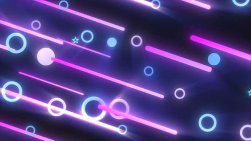 Abstract Neon Light Trails and Geometric Shapes Background