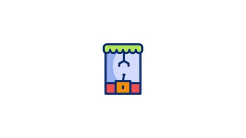 Claw Machine Game Flat Design Animated Icon