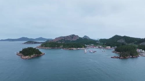 Vista aérea das Ilhas Gogunsan na cidade de Gunsan, província de Jeollabuk-do, Coréia