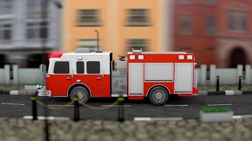 Red Fire Truck on City Street