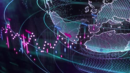 Futuristic Digital Globe with Animated Global Data and Network Connections