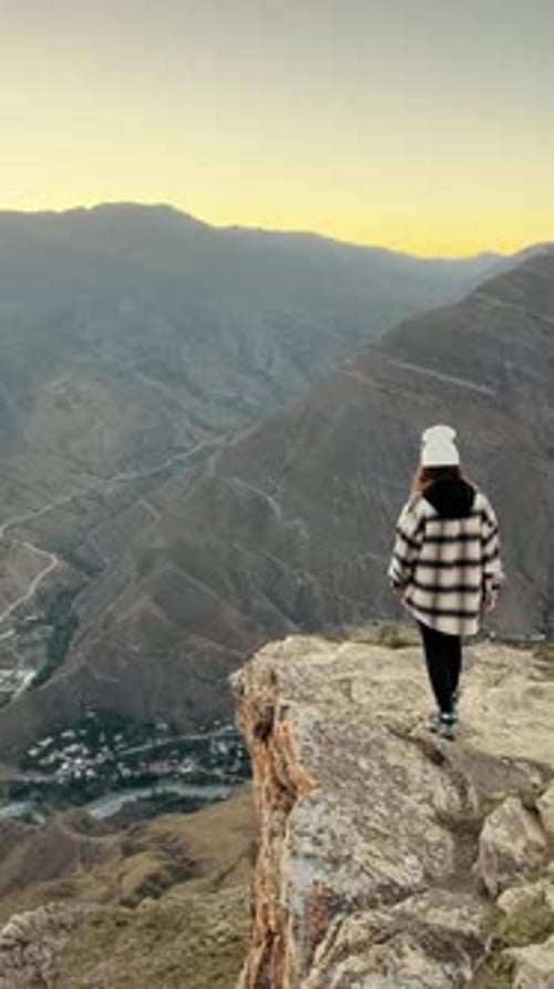 Scenic Mountain View at Sunset with Lone Individual