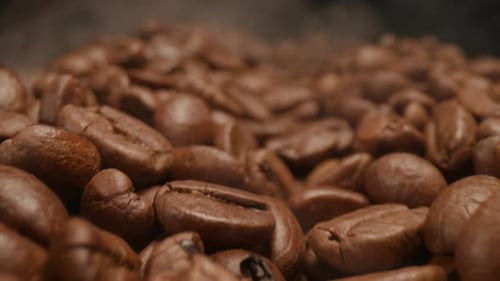 Roasting Coffee Beans Dolly Shot Close Up