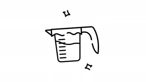 Animated Line Art Measuring Cup with Fluctuating Liquid