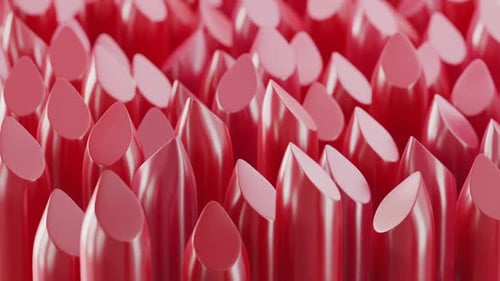 Abstract Animation of Red Lipsticks Rising and Falling