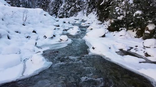 Snowy Icy River