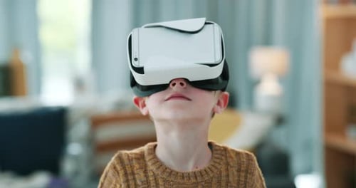 Child Using Virtual Reality Headset in Home