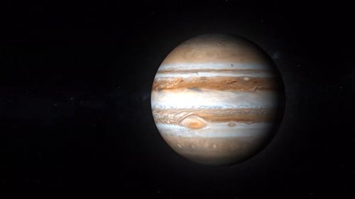 Realistic Jupiter Planet Rotating in Dark Space