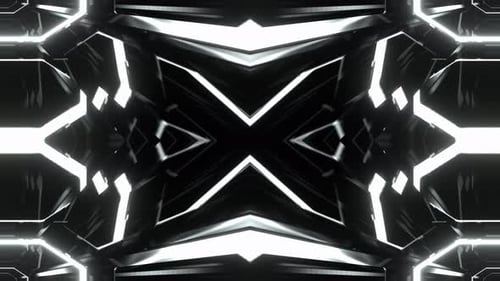 White Linear Neon Symmetrical Kaleidoscopic Pattern Background Vj Loop In 4K