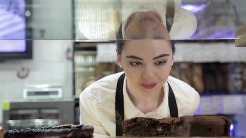 Girl View Through the Glass Display Case