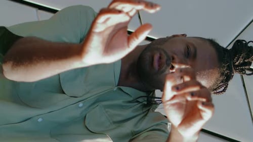 Charismatic Performer Dancing Hands Street Vertical Portrait Man Choreography