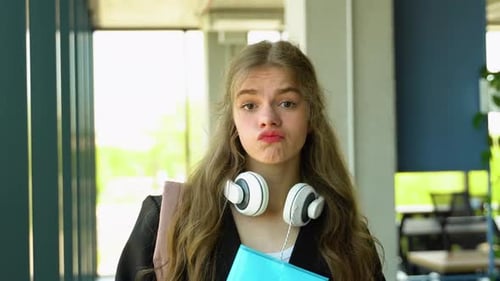 Troubled and Stressed Girl Before Exam That Doesnt Know the Answers